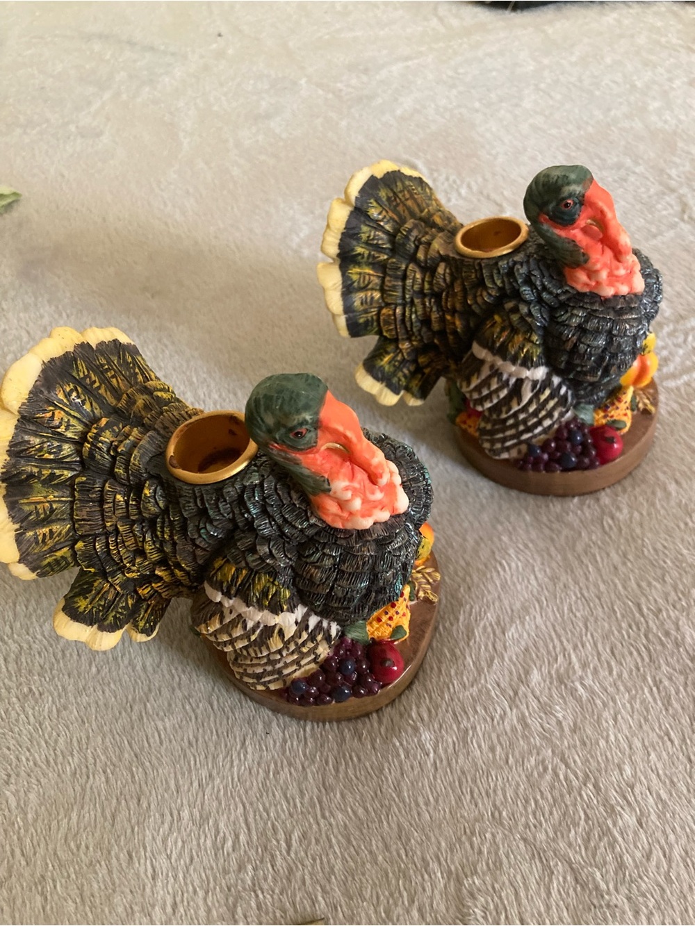 Festive Multicolor Turkey Candle Holders – Set of 2